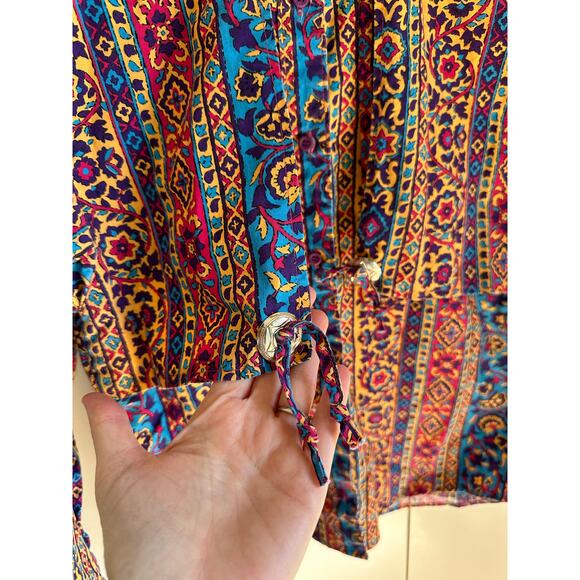 Vintage Western Wear Womens Button Up Size Small Bright Printed Boho Cowgirl - Picture 4 of 5